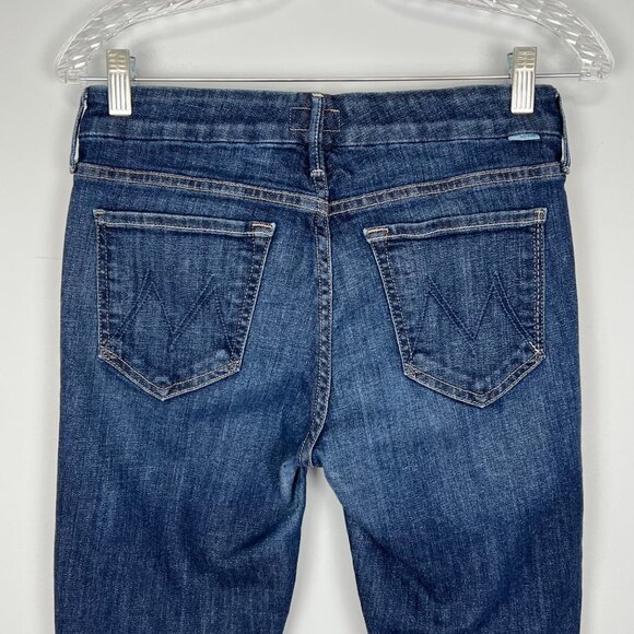 Mother Womens Looker Ankle Fray Skinny Jeans Speed Racer Blue Red Stripe size 27 - Picture 10 of 16